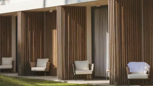 Hotel architecture with wooden slats near Lisbon